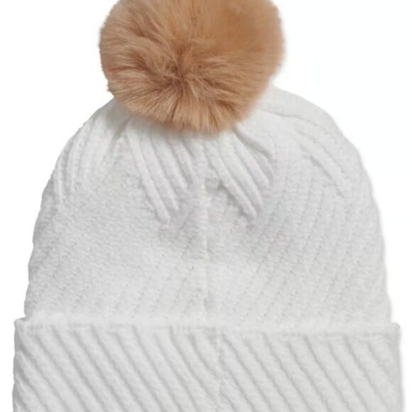 Calvin Klein Chunky Rib Knit Pom Beanie - Cream main image 5